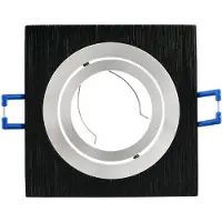 Braytron GU10 inbouwframe, 35° kantelbaar, Ø75mm, boorgat, aluminium, geborsteld zwart, verstelbaar, vierkant, inclusief GU10 fitting voor LED lampen