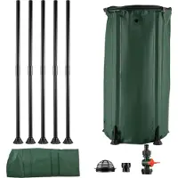 Gistuch Draagbare regenwateropvangtank met uitloopfilter en overloopventiel, gemaakt van 500D PVC-doek, 100-liter set