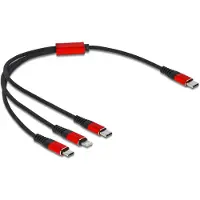 DeLOCK USB oplaadkabel 3 in 1 USB Type-C naar Lightning Micro USB / USB Type-C 30 cm zwart / rood