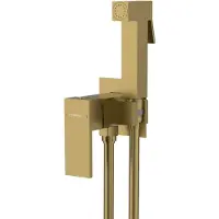 Sapho Cubemix Inbouwbidetkraan met handdouche en stopknop, vierkant, mat goud