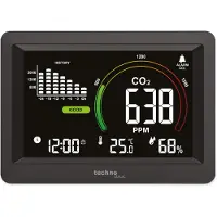 Techno Line CO2-meter - WL 1028 - 161x115x25mm - zwart - luchtkwaliteitsmeter - TL-WL1028