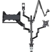 Hama Monitorarm - 4 armen - in hoogte verstelbaar - zwenk, kantelbaar - voor streamingsetup - Zwart