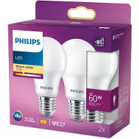Philips LED lamp E27 | Peer A60 | Mat | 2700K | 7W (60W) | 2 stuks