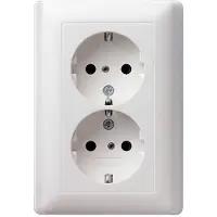 Gira Dubbele wandcontactdoos met randaarde en steekklemmen zuiver wit glanzend