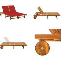 vidaXL Ligbed 2-persoons met kussens massief acaciahout - Ligbed - Ligstoel - Ligbedden - Ligstoelen