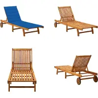 vidaXL Ligbed met kussen massief acaciahout - Ligbed - Ligstoel - Ligbedden - Ligstoelen