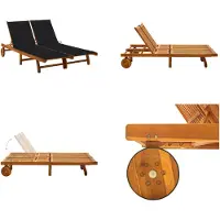 vidaXL Ligbed 2-persoons met kussens massief acaciahout - Ligbed - Ligstoel - Ligbedden - Ligstoelen