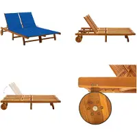vidaXL Ligbed 2-persoons met kussens massief acaciahout - Ligbed - Ligstoel - Ligbedden - Ligstoelen