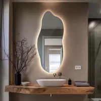 Coloray Organische Spiegel LED - LED Organische Spiegel Groot - 40 cm x 90 cm - LED Organische Badkamerspiegel - Minimalistisch Spiegel - Neutraal licht - Wandspiegel LED Organisch