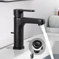 CECIPA MAX Wastafelkraan Zwart - Badkamerkraan Mengkraan - Waterbesparend met trekwaste - Warm en Koud - Mengkraan - inclusief aansluitingen - Zwart
