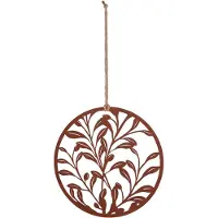 UNUS Hangers olijfbladeren ornament metaal 25cm roestdesign decoratie voor ramen of muren
