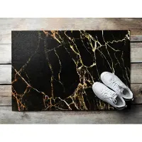 Coloray Buiten Deurmat - Zwart Droogloopmat Buiten - Marmerpatroon Moddermat Buiten - Accessoire Voor De Voordeur - Voordeurmat Herfst - Antislip Entreemat Voor Terras - 60x40 cm