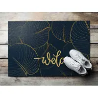 Coloray Buiten Deurmat - Marine Schoonloopmat Buiten - Bladpatroon 'Welcome' Vuilvangmat Buiten - Moderne Entree Inrichting - Zomer Buitenmat - Stijlvolle Deurmat Voor Moderne Woning - 60x40 cm