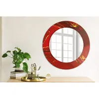 Coloray Bedrukte Spiegel - Rood marmer Wandspiegel Met Print - 50 cm - Rood Bedrukte Spiegel - Wandspiegel Met Print - Wandspiegel Decoratieve Print - Bedrukte Spiegel