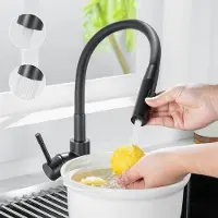 CECIPA MAX Keukenkraan Zwart - Keukenmengkraan - Handdouche - Uittrekbaar - Flexibele Slang - 2 straalsoorten - RVS