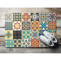 Coloray Buiten Deurmat - Blauw Deurmat Voor Buiten - Azulejo tegels Wasbare Buitenmat - Hal Decoratie Ideeën - Deurmat Tegen Sneeuw - Duurzame Droogloopmat Voor Buitengebruik - 60x40 cm