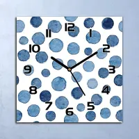 Coloray Wandklok - Aquarel stippen Glazen Klok - 30x30 cm - Blauw Wandklok - Wandklok Vierkant - Wandklok Industrieel - Wandklok Keuken - Stille Wandklok