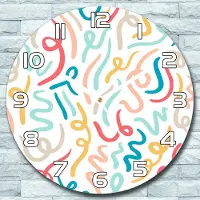 Coloray Wandklok - Gekleurde lijnen Klok Glas - 30fi cm - Wit Wandklok - Wandklok Ronde - Wandklok Klassiek - Wandklokken Woonkamer - Stille Wandklok
