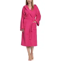Ladeheid Dames Badjas met Capuchon - 100% Katoen - Wasmachine bestendig - Badstof - Roze - XL - LA-LA40-193-DG