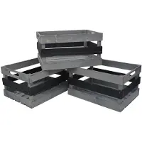UNUS Kist houten vintage grijs zwart 39x29x21 cm set van 3