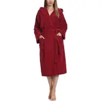 Ladeheid Dames Badjas met Capuchon - 100% Katoen - Wasmachine bestendig - Badstof - Wijnrood - M - LA-LA40-193-DG