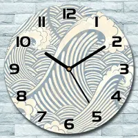 Coloray Wandklok - Golven en wolken Glazen Wandklok - 30fi cm - Lichtblauw Wandklok - Wandklok Ronde - Wandklok Modern - Wandklok Keuken - Stille Wandklok