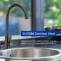 CECIPA MAX Zwart keukenkraan - Koud water keukenkraan - 360° draaibare keukenkraan - Waterbesparende keuken kraan