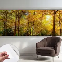 Coloray Zelfklevend Behang - Gouden bladeren Zelfklevend fotobehang - 250x104 cm - Geel Zelfklevend Behang - Voor de woonkamer, slaapkamer en kantoor - Herpositioneerbaar - Stickerbehang op rol