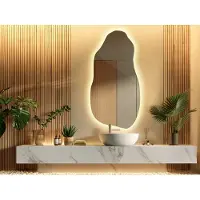 Coloray Organische Spiegel LED - Grote Organische Spiegel LED - 45 cm x 90 cm - Grote Organische Spiegel Woonkamer LED - Minimalistisch Spiegel - Warm licht - Wandspiegel LED Organisch