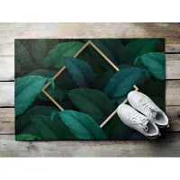 Coloray Buiten Deurmat - Donkergroen Grote Buiten Deurmat - Tropische bladeren Duurzame Schoonloopmat - Huisdecoratie Buiten - Winter Deurmat Buiten - Modieuze Buitenmat Met Design - 60x40 cm