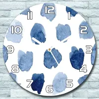 Coloray Wandklok - Abstracte vlekken Glazen Wandklok - 30fi cm - Blauw Wandklok - Wandklok Ronde - Wandklok Klassiek - Wandklokken Woonkamer - Stille Wandklok