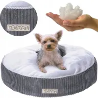 DOTTY Ronde Hondenkussen Puf - Zacht Pluche Legbed - Maat M - Grijs