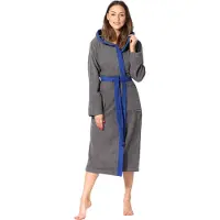 Ladeheid Dames met Capuchon - Wasmachine bestendig - 100% Katoen - Badstof - Donkergrijs/Blauw – M- LA-LA40-191-DG