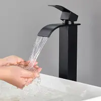 CECIPA MAX Wastafelkraan - Badkamerkraan - Hoge Uitloop Kraan - Wastafel Kraan - Fonteinkraan -WC Kraan - Warm en Koud - Waterbesparende - Zwart