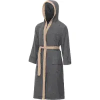 Ladeheid Heren Badjas met Capuchon - 100% Katoen - Wasmachine bestendig - Badstof - Donkergrijs/Beige - M - LA-LA40-190-DG
