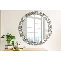 Coloray Bedrukte Spiegel - Tropische bladeren Wandspiegel Met Print - 70 cm - Zwart en wit Bedrukte Spiegel - Wandspiegel Met Print - Wandspiegel Decoratieve Print - Bedrukte Spiegel
