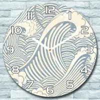 Coloray Wandklok - Golven en wolken Glazen Klok - 30fi cm - Lichtblauw Wandklok - Wandklok Ronde - Wandklok Klassiek - Wandklokken Woonkamer - Stille Wandklok
