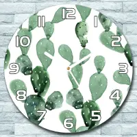 Coloray Wandklok - Cactusstruikgewas Klok Glas - 30fi cm - Groente Wandklok - Wandklok Ronde - Wandklok Klassiek - Wandklokken Woonkamer - Stille Wandklok