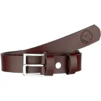 Ladeheid Kinderriem – Riem - Jongens - Broekriem - Verstelbaar - Leer – Bruin/Logo-1 – 75 cm LA-EL-KIDS