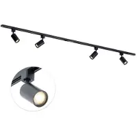 Qub Focus Railverlichting - Zwart - 200 cm - I-Vorm - 4x GU10 Spots - Dimbaar - Complete Set