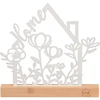 UNUS Staander decoratieve "Home" bloemen wit decoratie lente zomer decoratie met bamboevoe