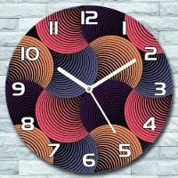 Coloray Wandklok - Hypnotische cirkels Glazen Wandklok - 30fi cm - Bordeaux Wandklok - Wandklok Ronde - Wandklok Klassiek - Wandklokken Woonkamer - Stille Wandklok