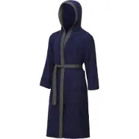 Ladeheid Heren Badjas met Capuchon - 100% Katoen - Wasmachine bestendig - Badstof - Donkerblaw/Donkergrijs - 3XL - LA-LA40-190-DG