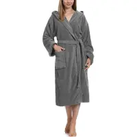 Ladeheid Dames Badjas met Capuchon - 100% Katoen - Wasmachine bestendig - Badstof - Donkergrijs - XXL - LA-LA40-193-DG