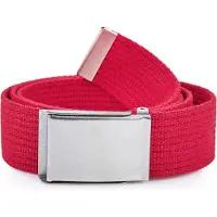 Ladeheid Herenriem - Riem - Broekriem - Verstelbaar - Katoen - LA-EL-P10 - Rood-Zilver - 120 cm