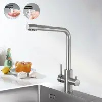 CECIPA MAX 3-in-1 keukenkraan - 3-wege mengkraan - 360° draaibare Mengkraan Incl Dubbele Hendel - Roestvrij Staal keukenkraan Zilver