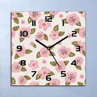 Coloray Wandklok - Roze bloemen Klok Glas - 30x30 cm - Roze Wandklok - Wandklok Vierkant - Wandklok Industrieel - Wandklok Keuken - Stille Wandklok