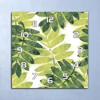 Coloray Wandklok - Bladerenjungle Glazen Wandklok - 30x30 cm - Groente Wandklok - Wandklok Vierkant - Wandklok Scandinavisch - Wandklokken Woonkamer - Stille Wandklok