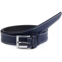 Ladeheid Kinderriem – Riem - Jongens - Broekriem - Verstelbaar - Leer – Marineblauw/Wit – 80 cm LA-EL-KIDS