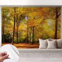 Coloray Zelfklevend Behang - Gouden bladeren Stickerbehang op rol - 208x146 cm - Geel Zelfklevend Behang - Voor de woonkamer, slaapkamer en kantoor - Peel-and-stick techniek - Zelfklevend fotobehang